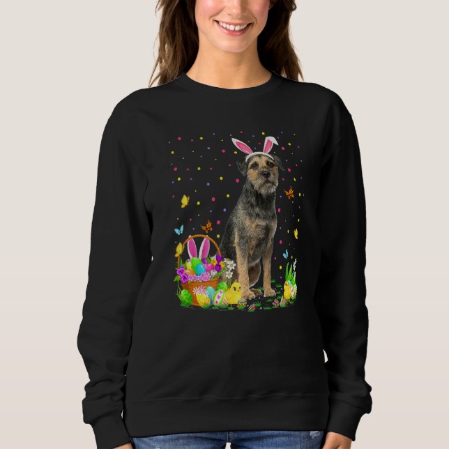 Funny Oaster Egg Jagd Grenze Terrier Dog Ostern Sweatshirt (Vorderseite)
