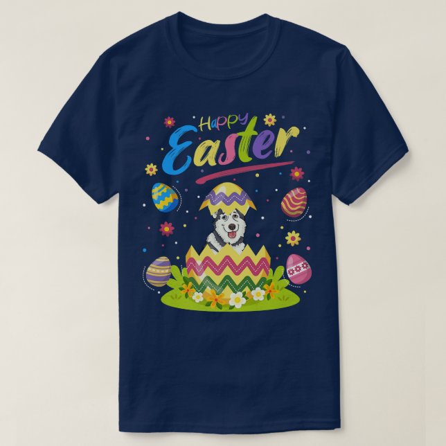Funny Oaster Egg Lover Alaskan Malamute Dog Happy  T-Shirt (Design vorne)