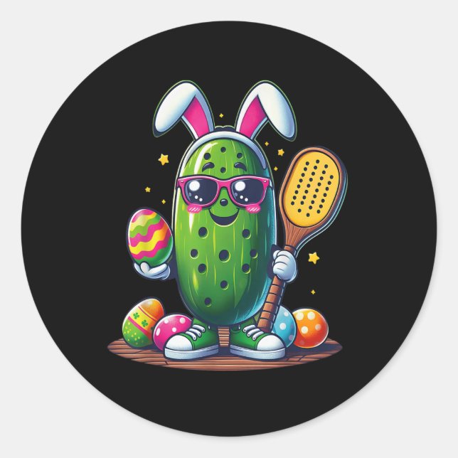 Funny Oaster Pickle Pickleball Paddle Bunn Runder Aufkleber (Vorderseite)