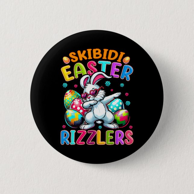 Funny Oaster Shirt - Skibidi Osterfest Bunny Gen A Button (Vorderseite)