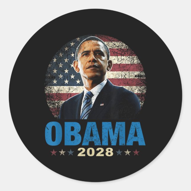 Funny Obama 2028 Flag Runder Aufkleber (Vorderseite)
