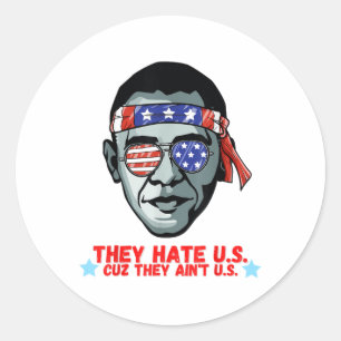 Funny Obama 4. Juli Shirt für Erwachsene Männer Fr Runder Aufkleber