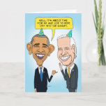 Funny Obama und Biden Farewell Birthday Card Karte<br><div class="desc">This funny and timely birthday card feature President Barack Obama and Vice President Joe Biden talking about riding off into the sunset, and wishing a happy birthday to someone who is galloping toward the sunset. Thanks for choosing this original design by © Chuck Ingwersen. I post cartoons on Instagram: https://www.instagram.com/captainscratchy...</div>