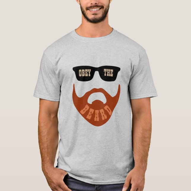 Funny Obey the Beard (Roter Bart, braune Augen) T-Shirt (Vorderseite)