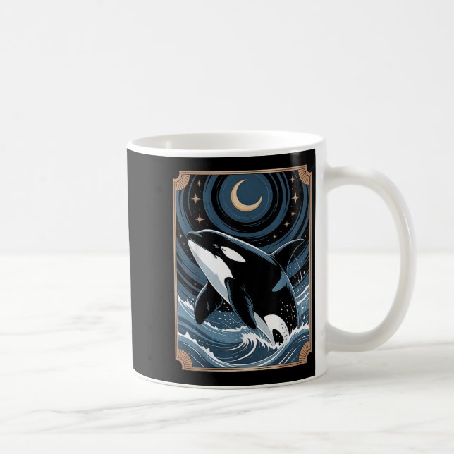 Funny Ocean Orca Whale springen auf einem Tarot Ca Kaffeetasse (Rechts)