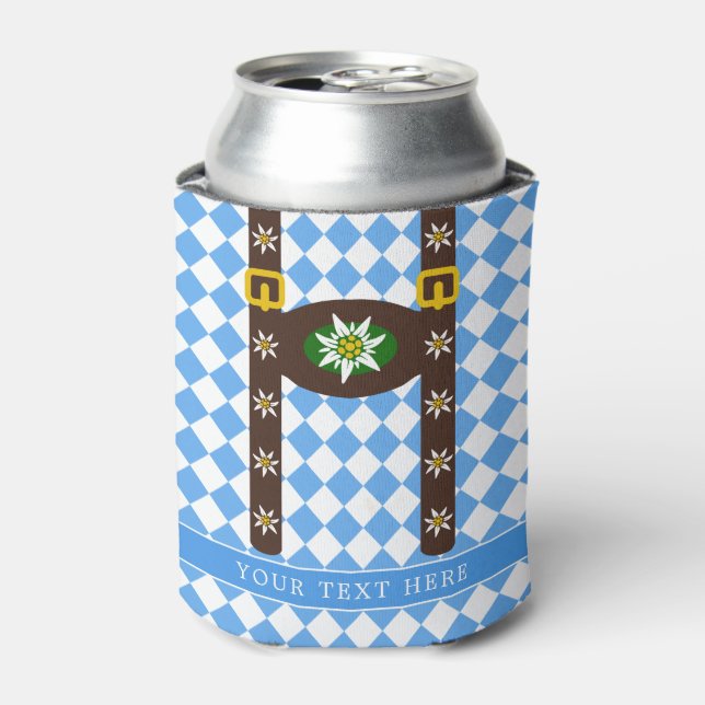 Funny Octoberfest Lederhosen Suspenders Beer Dosenkühler (Kanne Vorderseite)
