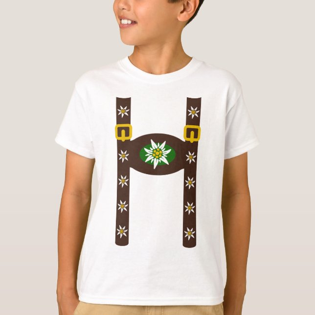 Funny Octoberfest Lederhosen Suspenders T-Shirt (Vorderseite)