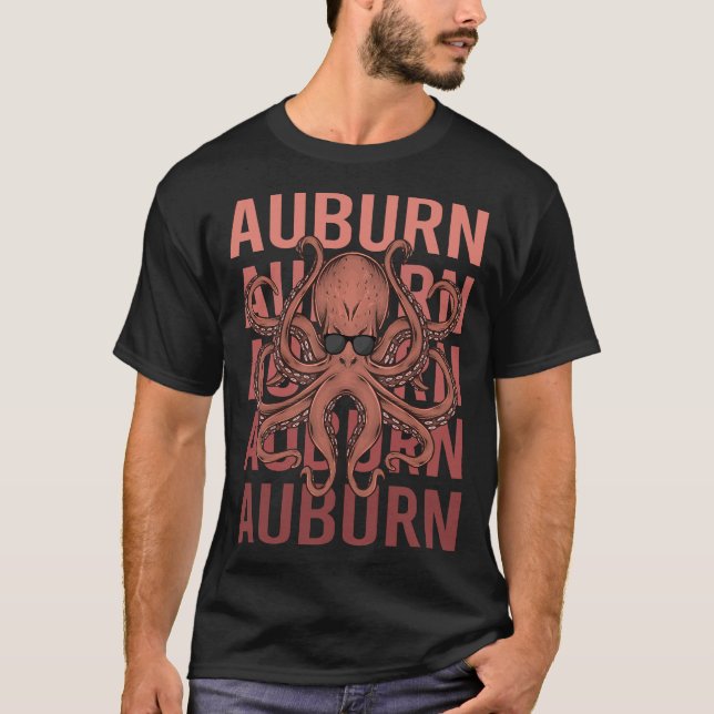 Funny Octopus Auburn T-Shirt (Vorderseite)