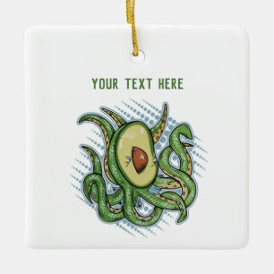 Funny Octopus Avocado Keramikornament