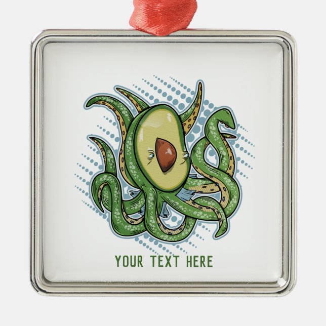 Funny Octopus Avocado Ornament Aus Metall (Vorne)