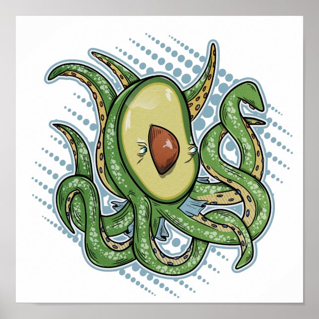 Funny Octopus Avocado Poster (Vorne)
