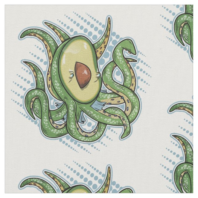 Funny Octopus Avocado Stoff (Nahaufnahme)