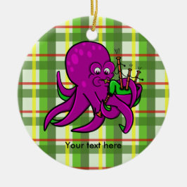 Funny Octopus Bagpipe Illustration Keramikornament