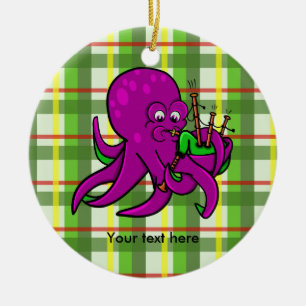 Funny Octopus Bagpipe Illustration Keramikornament