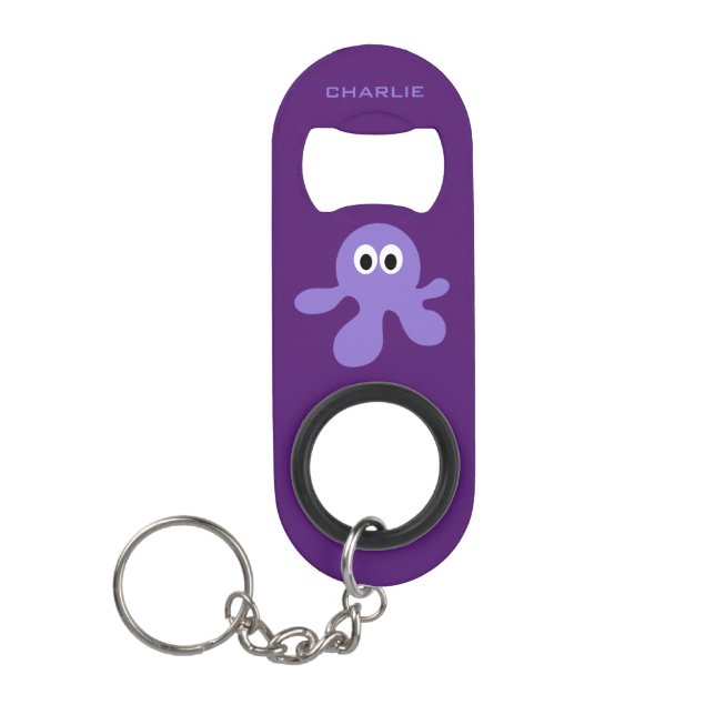 Funny Octopus benutzerdefinierter Monogramm-Flasch Schlüsselbund Flaschenöffner (Vorderseite)