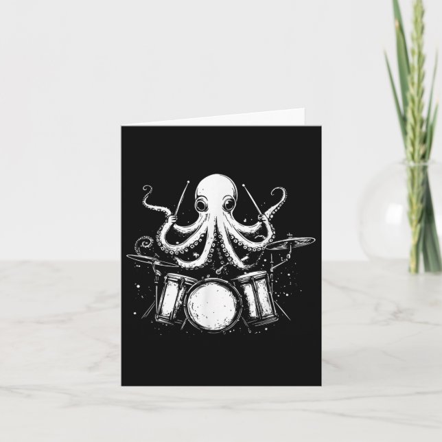 Funny Octopus Drummer Drums Drumming Music Lover Karte (Vorderseite)