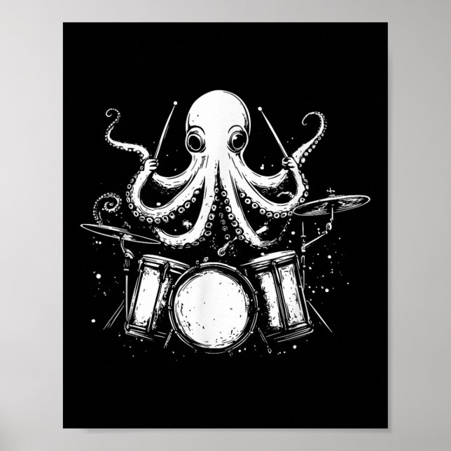 Funny Octopus Drummer Drums Drumming Music Lover Poster (Vorne)