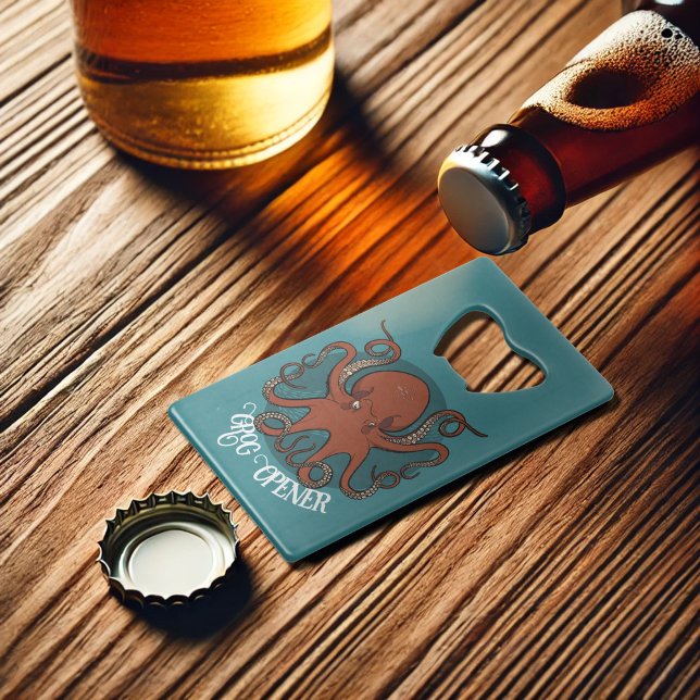 Funny Octopus Grog Opener Red Tentacles Cartoon Geldbeutel Flaschenöffner (Von Creator hochgeladen)