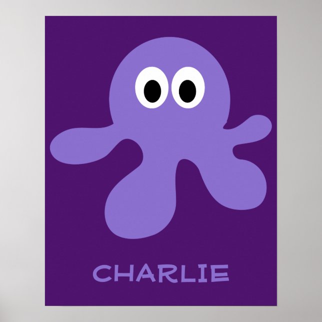 Funny Octopus individuelle Name Poster (Vorne)