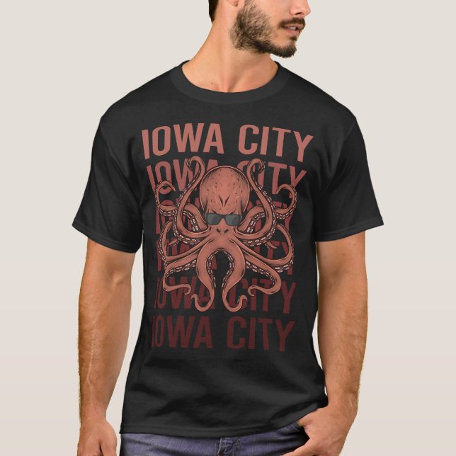 Funny Octopus Iowa Stadt T-Shirt (Vorderseite)