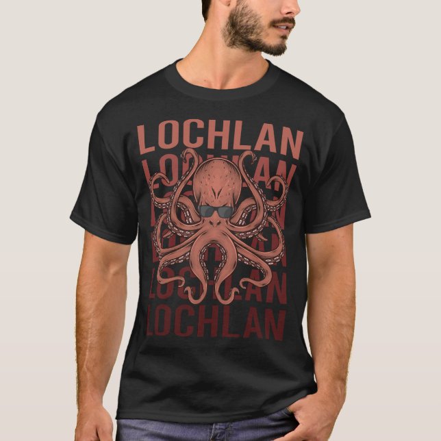 Funny Octopus - Lochlan Name T-Shirt (Vorderseite)