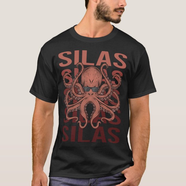 Funny Octopus - Name Silas T-Shirt (Vorderseite)