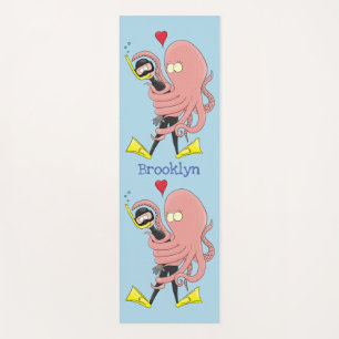 Funny octopus umarmt Taucher Cartoon Spaß Yogamatte