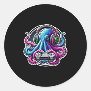 Funny Octopus Videospiele Lover Gamer Octopus Gami Runder Aufkleber