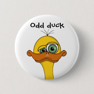 Funny Odd Duck Cartoon Button
