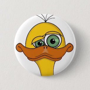 Funny Odd Duck Cartoon Button