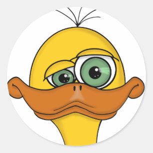 Funny Odd Duck Cartoon Runder Aufkleber