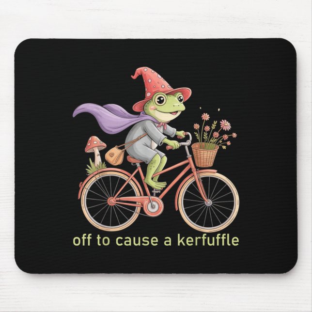 Funny Off To Cause A Kerfuffle Whimsical Wizard Fr Mousepad (Vorne)