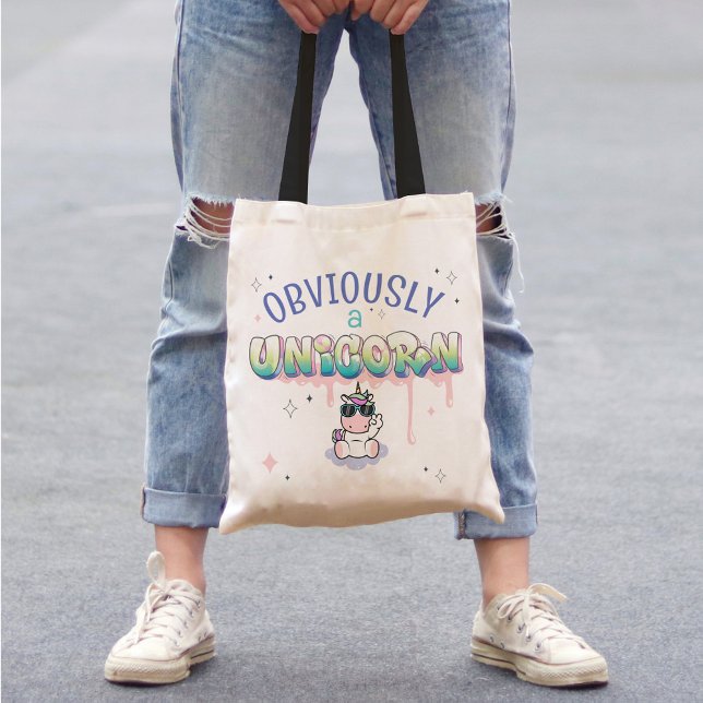Funny offensichtlich ein Einhorn Niedlich Kawaii G Tragetasche (funny unicorn lover gift for women tote bag with black straps)
