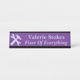 Funny Office Fixer Of Everything Silhouette Purple Schreibtischnamensplakette