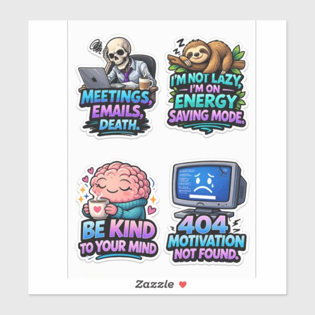 Funny Office Survival Sticker Sheet Pack (Blatt)
