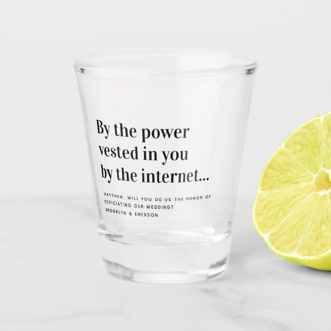 Funny Officiency Vorschlag heiraten uns Schnapsglas (Vorderseite)