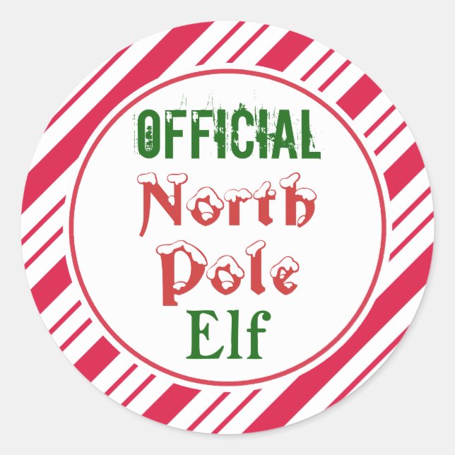 Funny Offiziell North Pole Elf Weihnachtskleber Runder Aufkleber (Vorderseite)