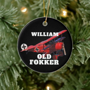 Funny Offiziell Old Fokker Christmas Keramik Ornament