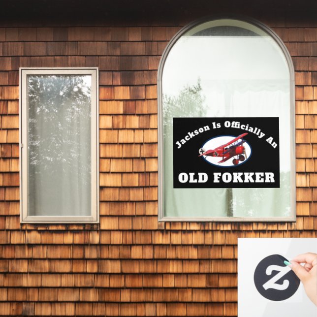 Funny Offiziell Old Fokker Over The Hill Birthday Fensteraufkleber (Fenster Zuhause)