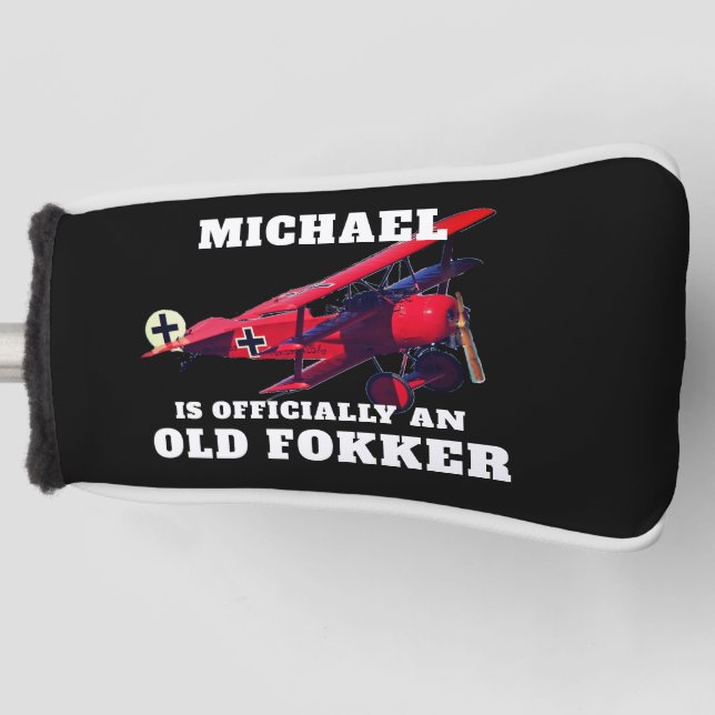 Funny Offiziell Old Fokker Over The Hill Birthday Golf Headcover (Vorderseite)