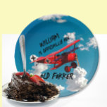 Funny Offiziell Old Fokker Over The Hill Birthday Pappteller<br><div class="desc">Dieses Design zeichnet sich durch das Fokker-Flugzeug des Red Baron aus und macht es Spaß,  der Welt zu sagen,  dass Ihr Liebster über dem Hügel ist.</div>