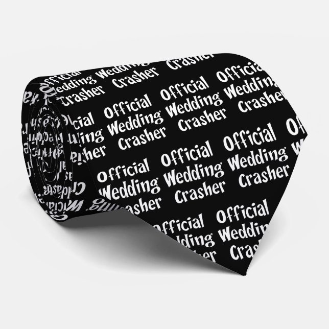 Funny Offiziell Wedding Crasher Black and White Krawatte (Gerollt)
