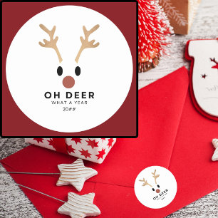 Funny Oh Dee Was für ein Jahr Weihnachten Runder Aufkleber