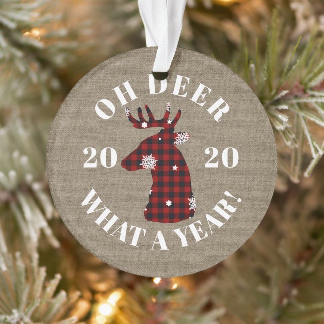 Funny Oh Deer 2020 Foto Ornament (Baum)