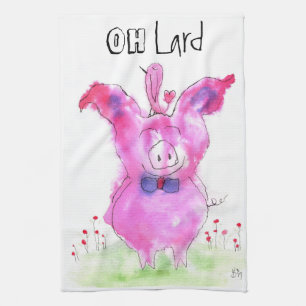Funny Oh Lard Pink Pig Küchentuch
