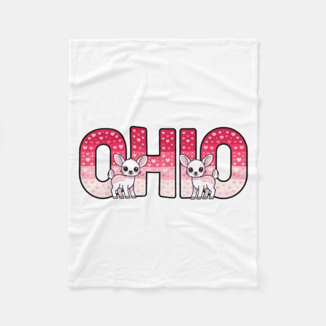 Funny Ohio Deer Midwestern Party O-h-i-o In Valent Fleecedecke (Vorderseite)