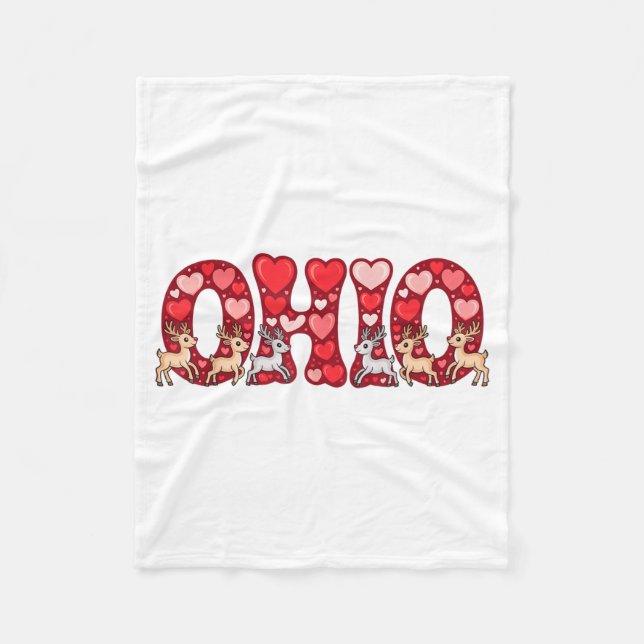 Funny Ohio Deer Midwestern Party O-h-i-o In Valent Fleecedecke (Vorderseite)
