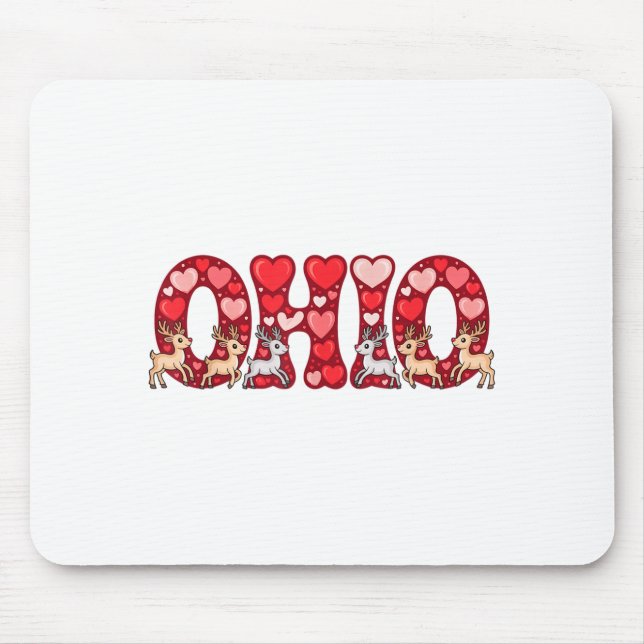 Funny Ohio Deer Midwestern Party O-h-i-o In Valent Mousepad (Vorne)