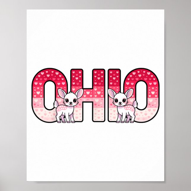 Funny Ohio Deer Midwestern Party O-h-i-o In Valent Poster (Vorne)