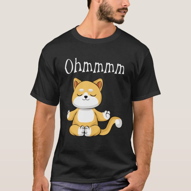 Funny Ohmmm Yoga Cat Zen Meditation Relaxation Fit T-Shirt (Vorderseite)